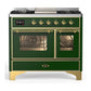 Ilve UMD40FNR3EGGLP Ilve Umd40Fnr3Egglp Majestic Iii 40 Inch Dual Fuel Range With 6 Burners And Griddle, Dual Function Burner Up To 25,000 Btu (Liquid Propane, Triple Glass Door, Emerald Green, Brass)