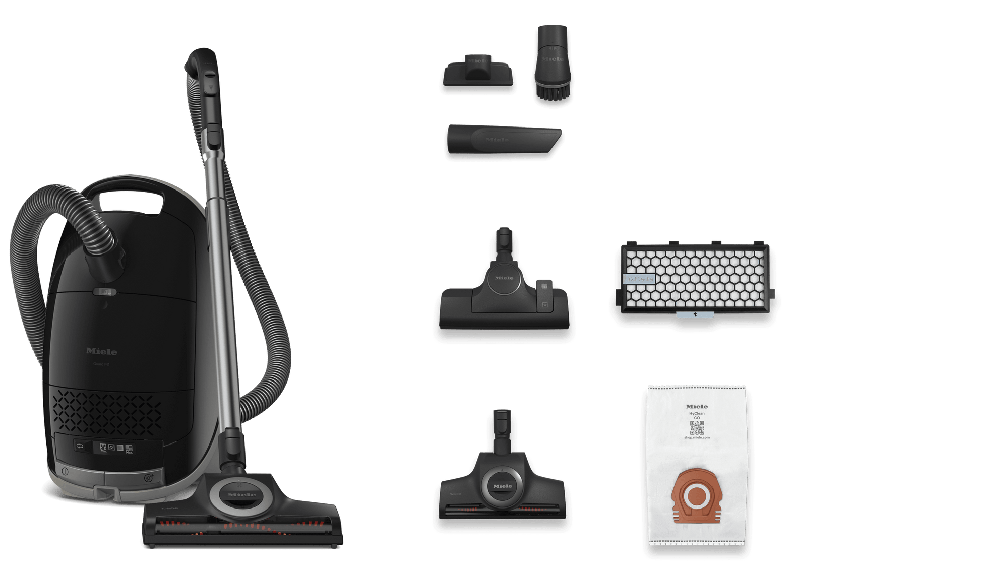 Miele GUARDM1CATDOGOB Guard M1 Cat & Dog Obsidian Black - Canister Vacuum Cleaners Powerful Suction Attachment For Removing Pet Hair Ideal For Pet Owners