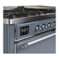 Ilve UM60FQNR3BGCLP Ilve Um60Fqnr3Bgclp Majestic Iii 60 Inch Dual Fuel Range With 9 Burners And Griddle, Dual Function Burner Up To 25,000 Btu (Liquid Propane, Solid Door, Blue Grey, Chrome)