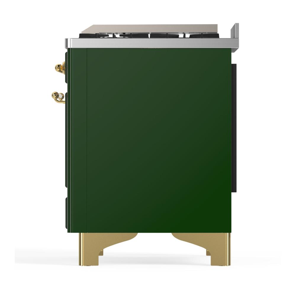 Ilve UM48FNR3EGGLP Ilve Um48Fnr3Egglp Majestic Iii 48 Inch Dual Fuel Range With 8 Burners And Griddle, Dual Function Burner Up To 25,000 Btu (Liquid Propane, Triple Glass Door, Emerald Green, Brass)