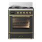 Ilve UM30NR3MGGLP Ilve Um30Nr3Mgglp Majestic Iii 30 Inch Dual Fuel Range With 5 Black Brass Burners, Dual Function Burner Up To 25,000 Btu (Liquid Propane, Triple Glass Door, Graphite Matte, Brass)