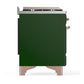 Ilve UM60FSQNR3EGPLP Ilve Um60Fsqnr3Egplp Majestic Iii 60 Inch Dual Fuel Range With 7 Burners, Griddle And French Top, Dual Function Burner With Up To 25,000 Btu (Liquid Propane, Solid Door, Emerald Green, Copper)