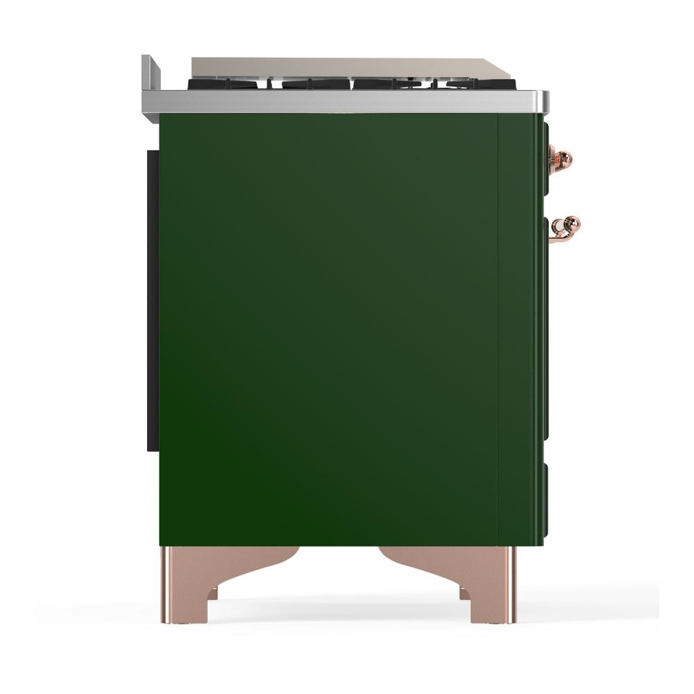 Ilve UM60FSQNR3EGPLP Ilve Um60Fsqnr3Egplp Majestic Iii 60 Inch Dual Fuel Range With 7 Burners, Griddle And French Top, Dual Function Burner With Up To 25,000 Btu (Liquid Propane, Solid Door, Emerald Green, Copper)