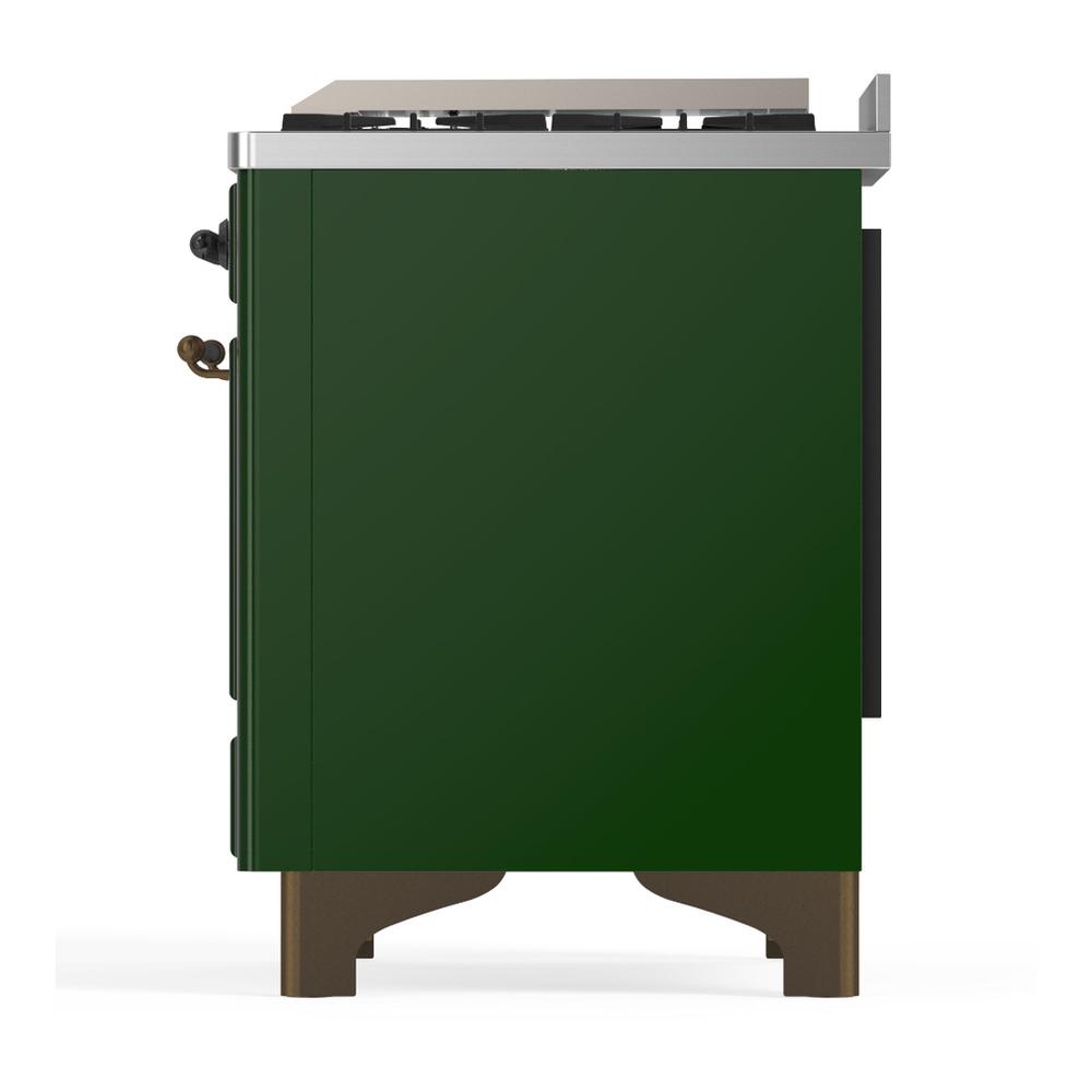 Ilve UM60FQNR3EGBLP Ilve Um60Fqnr3Egblp Majestic Iii 60 Inch Dual Fuel Range With 9 Burners And Griddle, Dual Function Burner Up To 25,000 Btu (Liquid Propane, Solid Door, Emerald Green, Burnished)