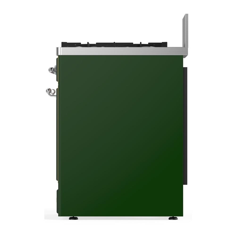 Ilve UM30NR3EGCLP Ilve Um30Nr3Egclp Majestic Iii 30 Inch Dual Fuel Range With 5 Black Brass Burners, Dual Function Burner Up To 25,000 Btu (Liquid Propane, Triple Glass Door, Emerald Green, Chrome)