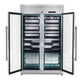 Forno FWCDR661048S Forno Abruzzo 48-Inch Dual Zones Wine Cellar, 102 Bottles, 24 Cu. Ft., Green Acrylic Holders & Black Shelves