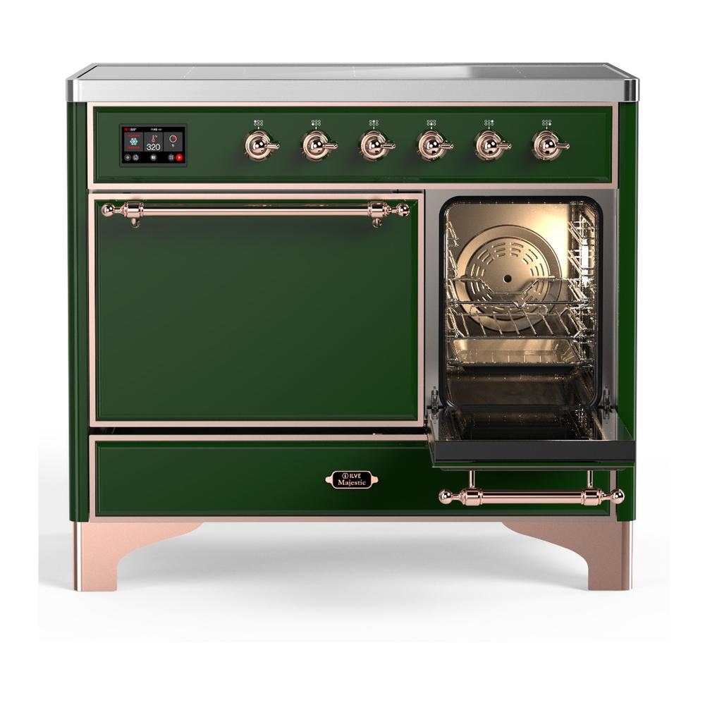 Ilve UMDIB40QNR3EGP Ilve Umdib40Qnr3Egp Majestic Iii 40 Inch Induction Range With 6 Elements, 3.82 Cu. Ft. Total Oven Capacity (Solid Door, Emerald Green, Copper)
