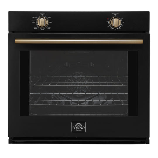 Forno FBOEL137030BLK Forno Vomero 30-Inch Wall Oven, Black, 5 Cu.Ft Capacity, 3550 Watts Convection, Mechanical Controls, Manuel Steam Clean