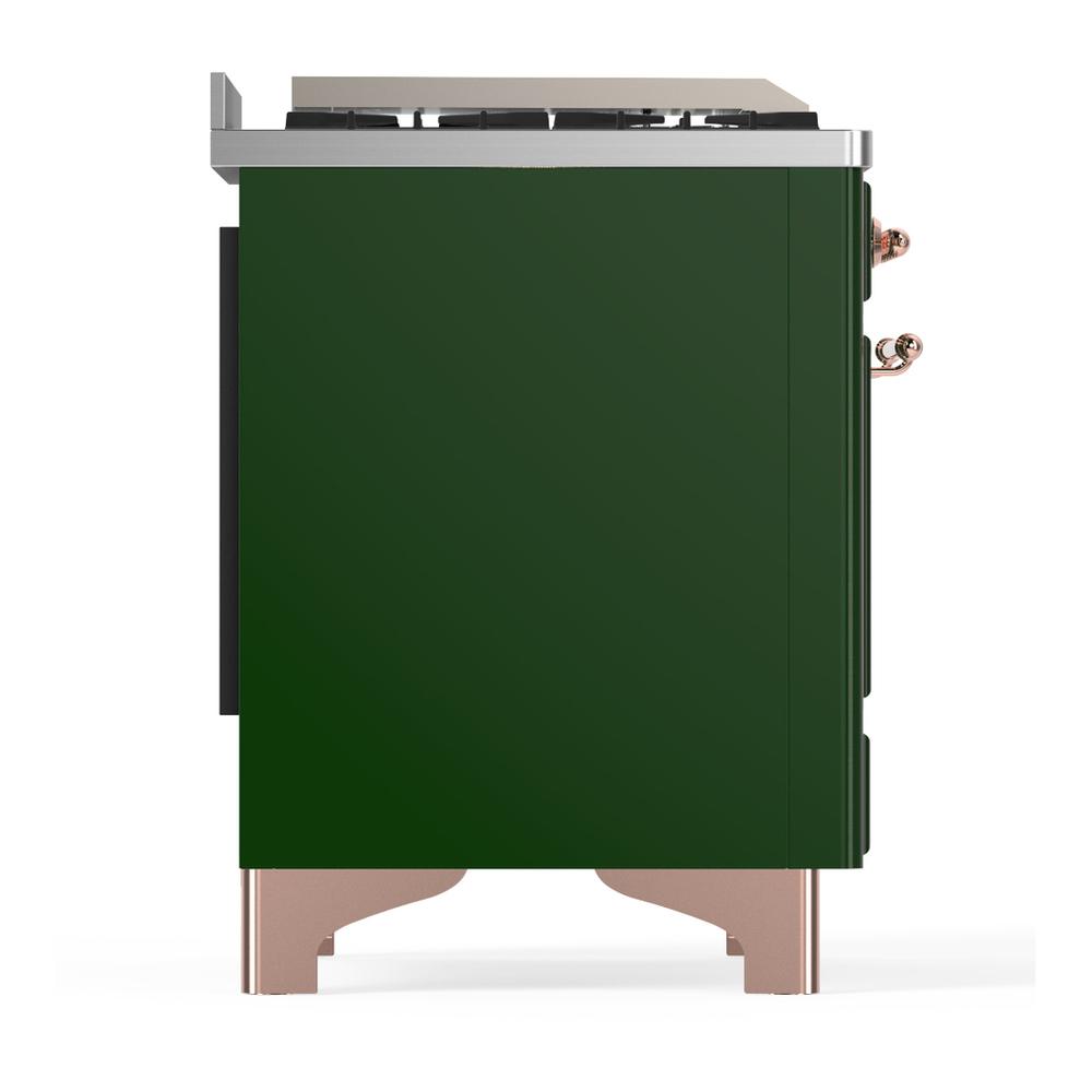 Ilve UM60FQNR3EGP Ilve Um60Fqnr3Egp Majestic Iii 60 Inch Dual Fuel Range With 9 Burners And Griddle, Dual Function Burner Up To 25,000 Btu (Natural Gas, Solid Door, Emerald Green, Copper)