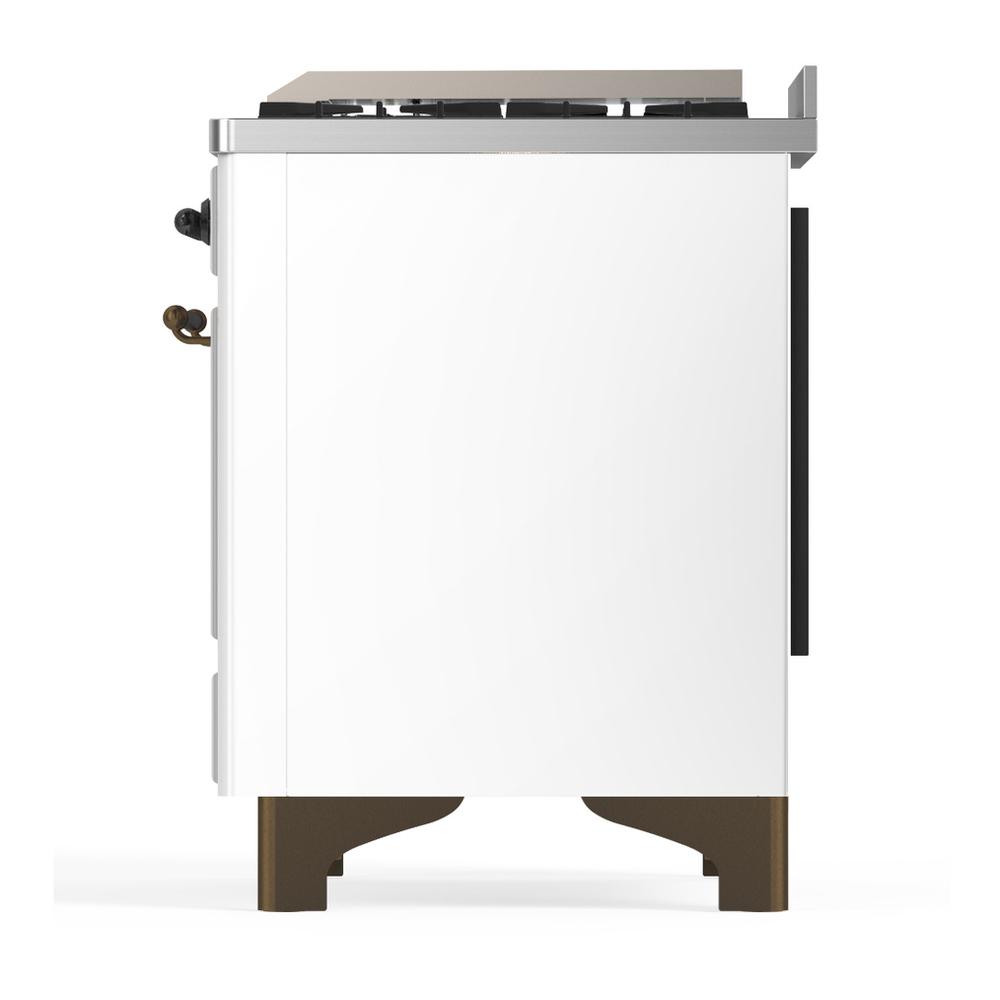 Ilve UM60FSQNR3WHBLP Ilve Um60Fsqnr3Whblp Majestic Iii 60 Inch Dual Fuel Range With 7 Burners, Griddle And French Top, Dual Function Burner With Up To 25,000 Btu (Liquid Propane, Solid Door, White, Burnished)