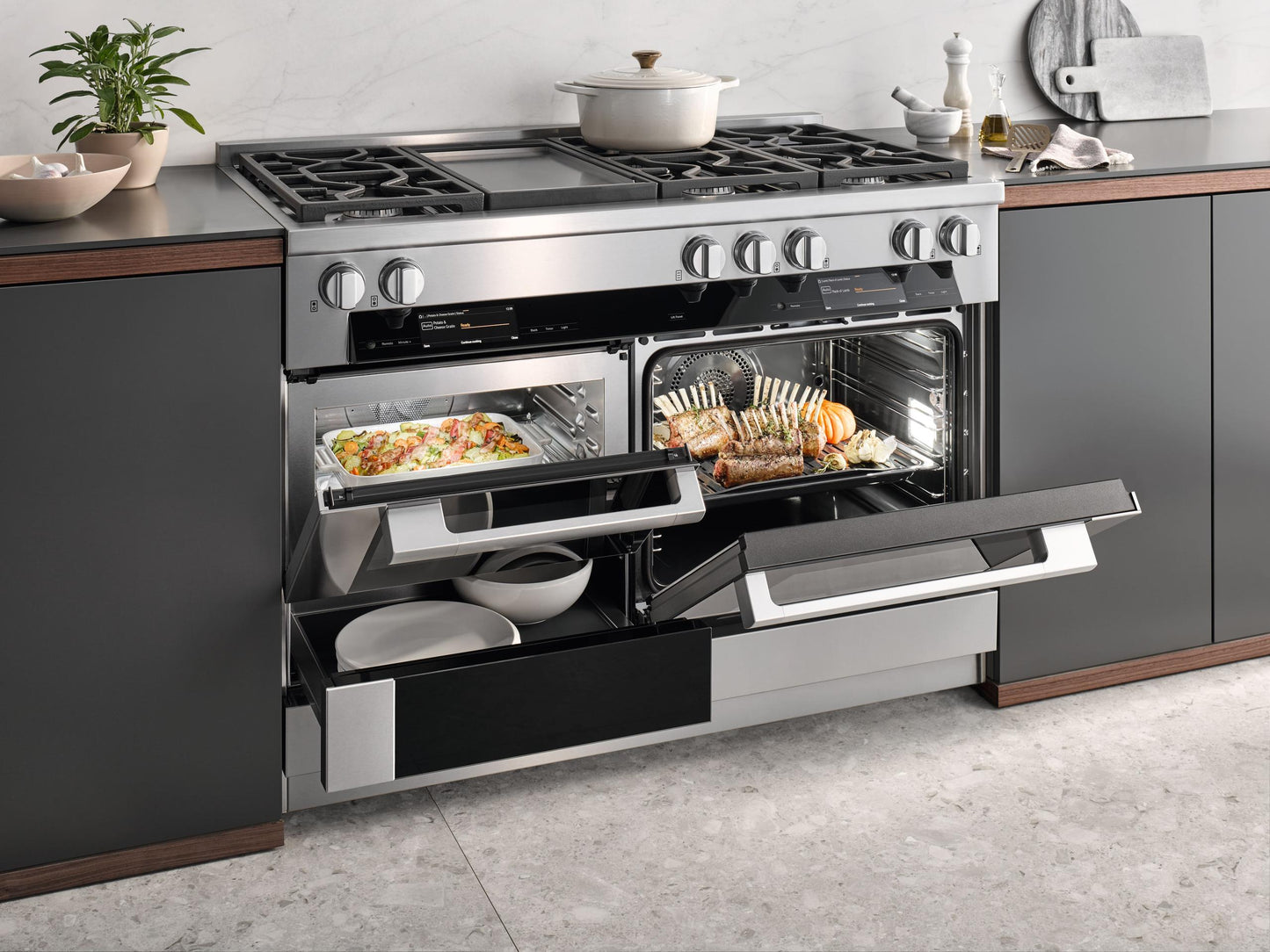 Miele HR19563GDFGD Hr 1956-3 G Df Gd Clean Touch Steel - 48 Inch Range Dual Fuel Model With M Touch Controls