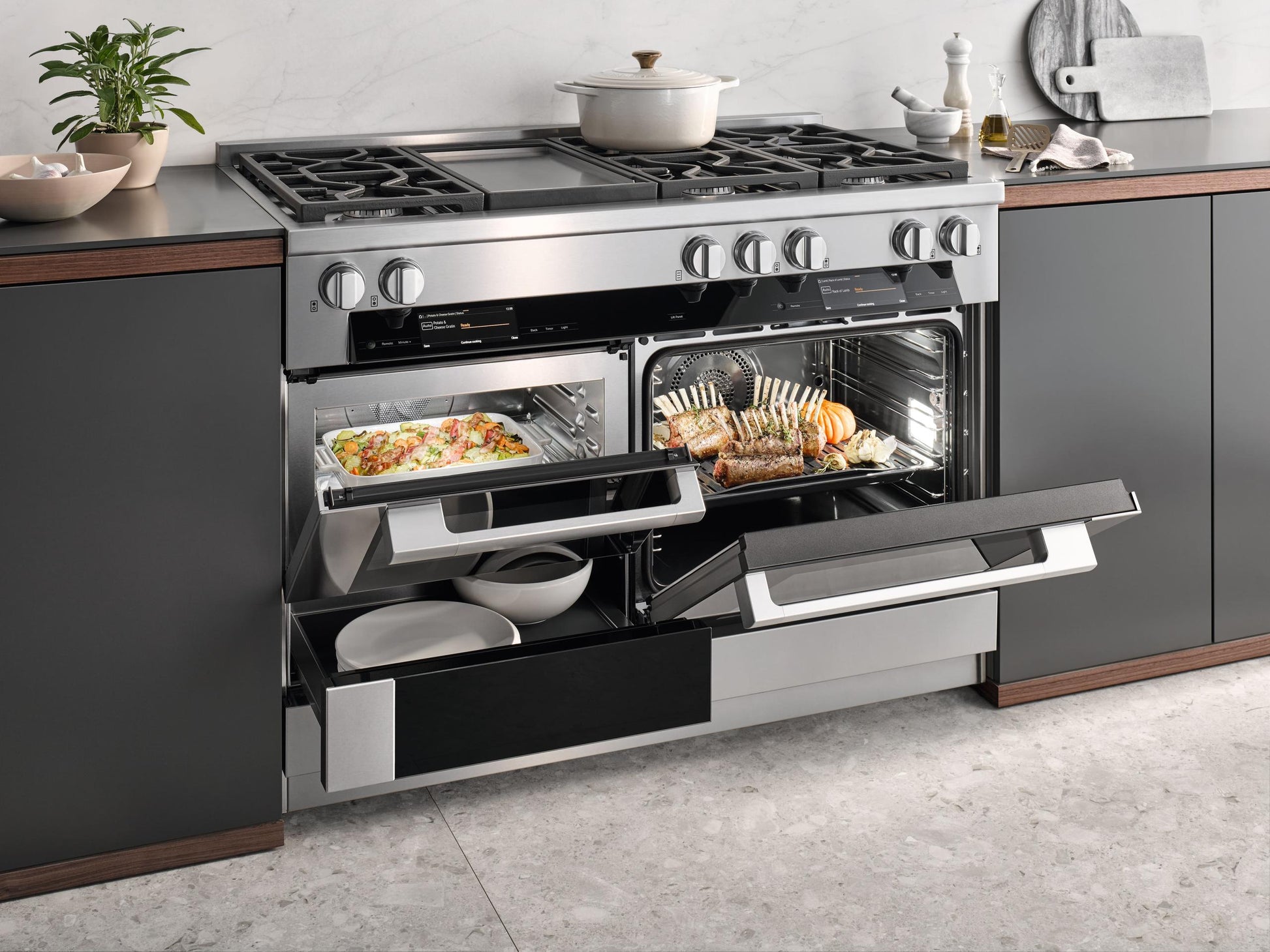 Miele HR19563GDFGD Hr 1956-3 G Df Gd Clean Touch Steel - 48 Inch Range Dual Fuel Model With M Touch Controls