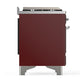 Ilve UM48FQNR3BUC Ilve Um48Fqnr3Buc Majestic Iii 48 Inch Dual Fuel Range With 8 Burners And Griddle, Dual Function Burner Up To 25,000 Btu (Natural Gas, Solid Door, Burgundy, Chrome)