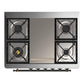 Ilve UM36FQNR3WHB Ilve Um36Fqnr3Whb Majestic Iii 36 Inch Dual Fuel Range With 6 Black Brass Burners And Griddle, Dual Function Burner Up To 25,000 Btu (Solid Door, White, Burnished, Natural Gas)