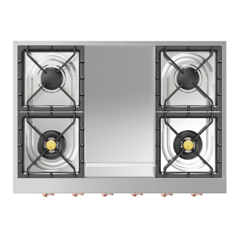 Ilve UHCP36FNSSPLP Ilve Uhcp36Fnssplp Nostalgie Ii 36 Inch Built-In Gas Rangetop With 6 Burners And Griddle, In Stainless Steel (Liquid Propane, Copper)