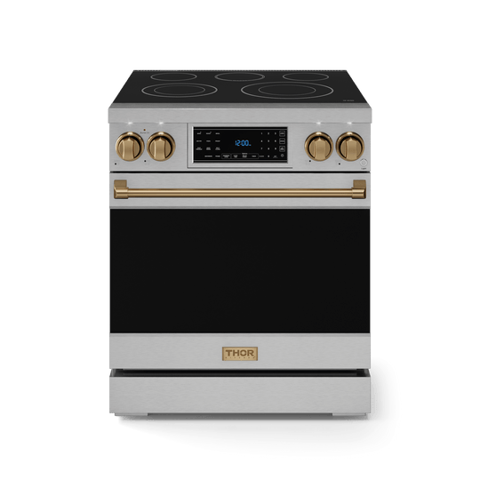 Thor Kitchen RSE30BRZ 30 Inch Professional Electric Range With Tilt Panel Touch Control In Stainless Steel/Bronze Gordon Ramsay Series - Rse30-Brz
