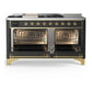 Ilve UM60FSNR3MGG Ilve Um60Fsnr3Mgg Majestic Iii 60 Inch Dual Fuel Range With 7 Burners, Griddle And French Top, Dual Function Burner With Up To 25,000 Btu (Natural Gas, Triple Glass Door, Graphite Matte, Brass)