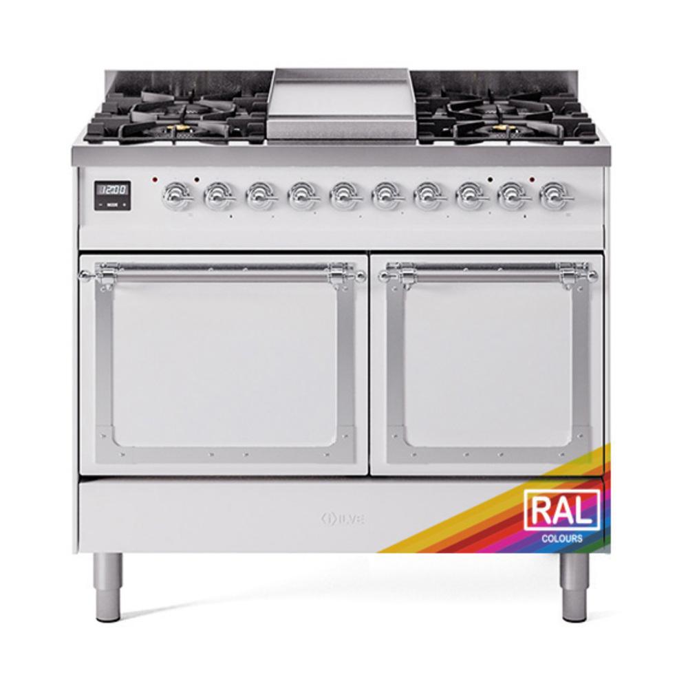 Ilve UND40FQNMPRACLP Ilve Und40Fqnmpraclp Nostalgie Ii Noblesse 40" Dual Fuel Range (Liquid Propane, Solid Door, Ral, Chrome)