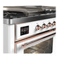Ilve UM60FSNR3WHPLP Ilve Um60Fsnr3Whplp Majestic Iii 60 Inch Dual Fuel Range With 7 Burners, Griddle And French Top, Dual Function Burner With Up To 25,000 Btu (Liquid Propane, Triple Glass Door, White, Copper)