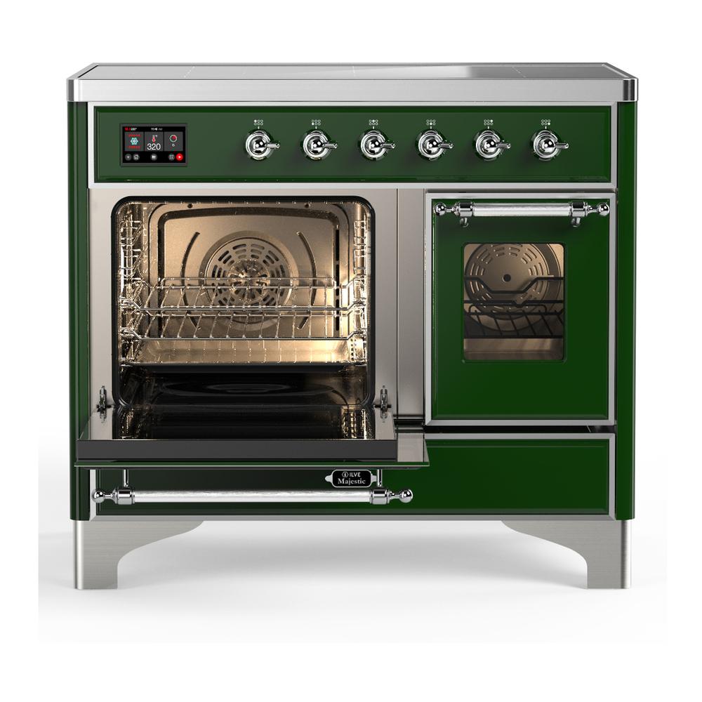 Ilve UMDIB40NR3EGC Ilve Umdib40Nr3Egc Majestic Iii 40 Inch Induction Range With 6 Elements, 3.82 Cu. Ft. Total Oven Capacity (Triple Glass Door, Emerald Green, Chrome)