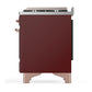 Ilve UMD40FNR3BUP Ilve Umd40Fnr3Bup Majestic Iii 40 Inch Dual Fuel Range With 6 Burners And Griddle, Dual Function Burner Up To 25,000 Btu (Natural Gas, Triple Glass Door, Burgundy, Copper)