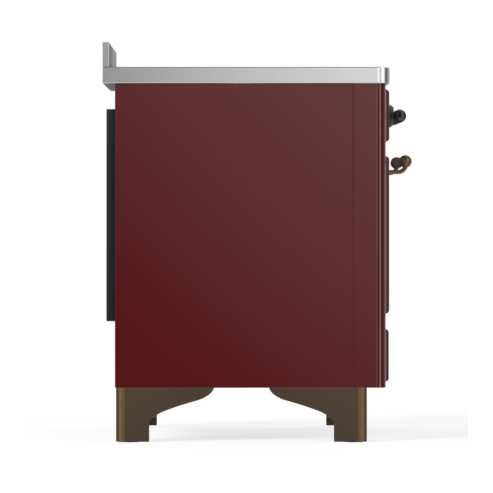 Ilve UMIB48NR3BUB Ilve Umib48Nr3Bub Majestic Iii 48 Inch Induction Range With 6 Elements, 5.02 Cu. Ft. Total Oven Capacity (Triple Glass Door, Burgundy, Burnished)