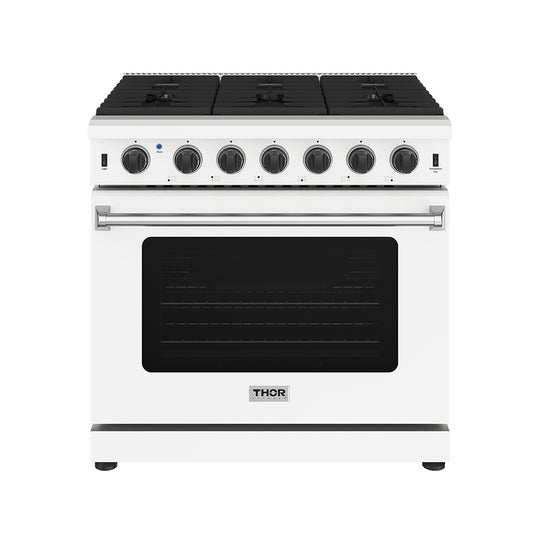 Thor Kitchen LRG3601UW 36 Inch Professional Gas Range In White