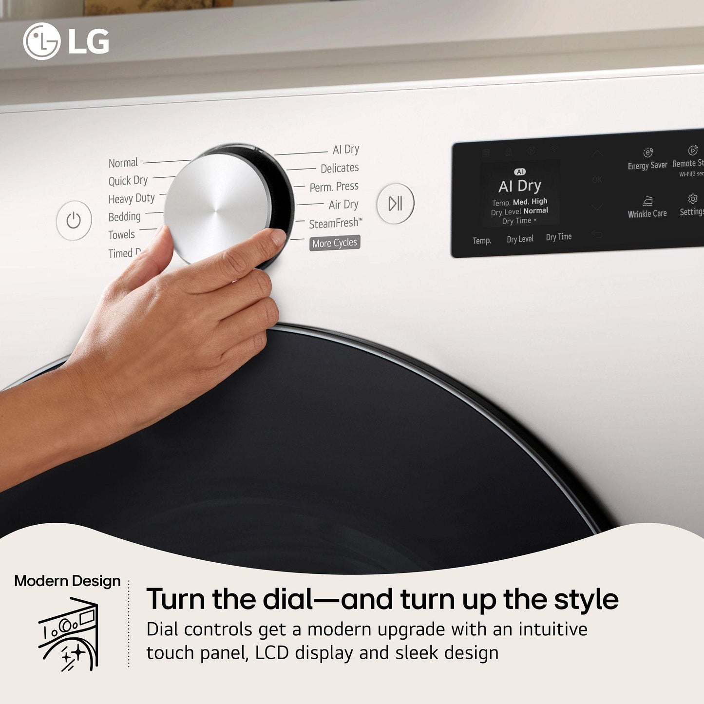 Lg DLEX5800A 7.4 Cu. Ft. Ultra Large Capacity Smart Front Load Electric Dryer With Turbosteam®, Ai Sensing And Hybrid Electronic Controls With Lcd Display