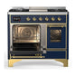 Ilve UMD40FNR3MBGLP Ilve Umd40Fnr3Mbglp Majestic Iii 40 Inch Dual Fuel Range With 6 Burners And Griddle, Dual Function Burner Up To 25,000 Btu (Liquid Propane, Triple Glass Door, Midnight Blue, Brass)