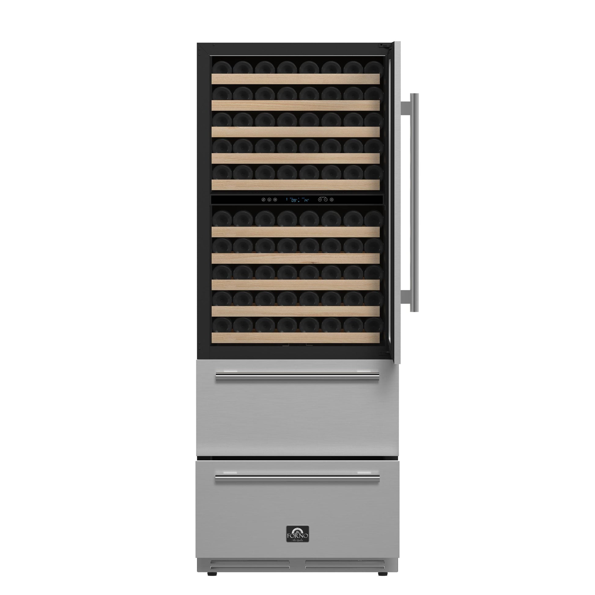 Forno FWCDR669730S Forno Celano 30-Inch Triple Zone Wine And Beverage Cooler, 21.3 Cu.Ft, Stainless Steel