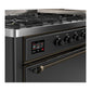 Ilve UM60FQNR3MGB Ilve Um60Fqnr3Mgb Majestic Iii 60 Inch Dual Fuel Range With 9 Burners And Griddle, Dual Function Burner Up To 25,000 Btu (Natural Gas, Solid Door, Graphite Matte, Burnished)