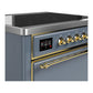 Ilve UMIB36QNR3BGG Ilve Umib36Qnr3Bgg Majestic Iii 36 Inch Induction Range With 6 Elements, 3.5 Cu. Ft. Total Oven Capacity (Solid Door, Blue Grey, Brass)