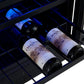 Forno FWCDR663424BLK Forno Bacchino 24 Inch Wine Cooler, Black With Antique Brass Handles, With Led Lighting, Triple Glass Door, 51 Bottle Capacity, Built-In Or Freestanding