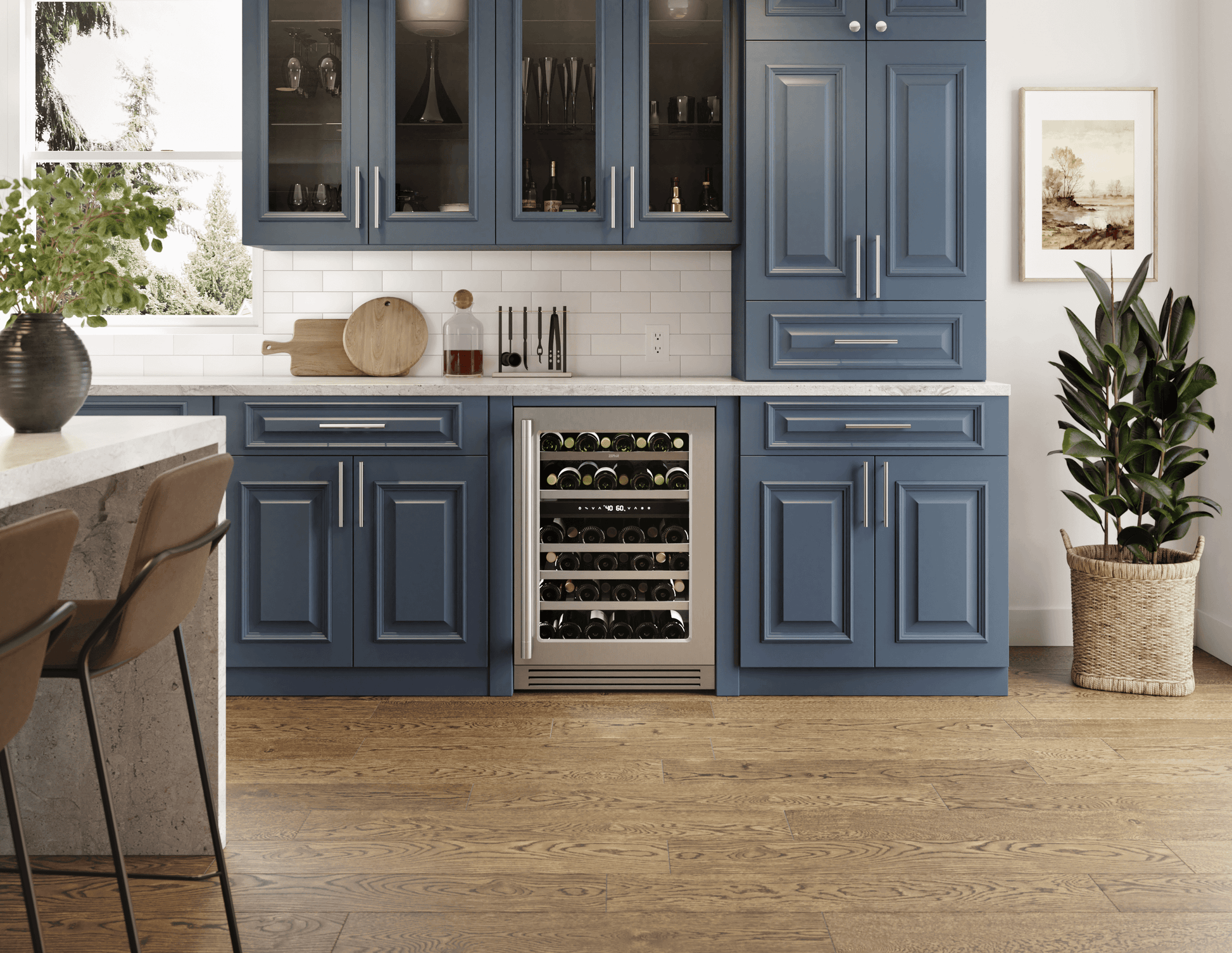 Zephyr PRPW24C02CG Presrv Pro Wine Cooler, 24In Under Cabinet, Ss+Glass, Reverse Door, 2 Zone