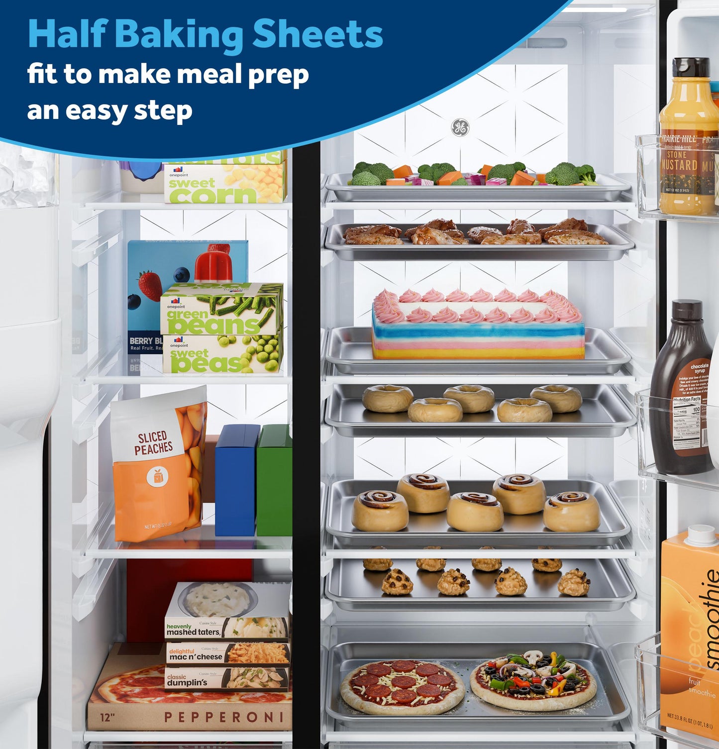 Ge Appliances GZS24PYYFS Ge® 23.5 Cu. Ft. Counter-Depth Side-By-Side Refrigerator With Led Light Walls And Extra Tall Dispenser