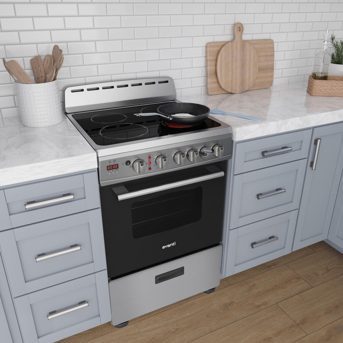 Avanti CERU240P3S Avanti 24-Inch Freestanding Electric Range With Ceramic Glass Cooktop And Digital Timer, In Stainless Steel (Ceru240P3S)