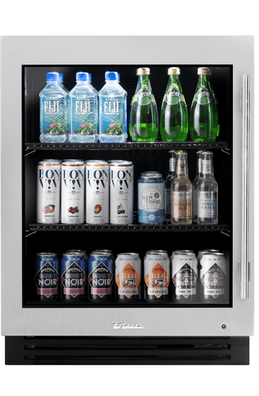 True Residential TURADA24LGAS 24 Inch Stainless Glass Door Left Hinge Ada Height Undercounter Refrigerator