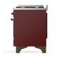Ilve UM60FSQNR3BUBLP Ilve Um60Fsqnr3Bublp Majestic Iii 60 Inch Dual Fuel Range With 7 Burners, Griddle And French Top, Dual Function Burner With Up To 25,000 Btu (Liquid Propane, Solid Door, Burgundy, Burnished)