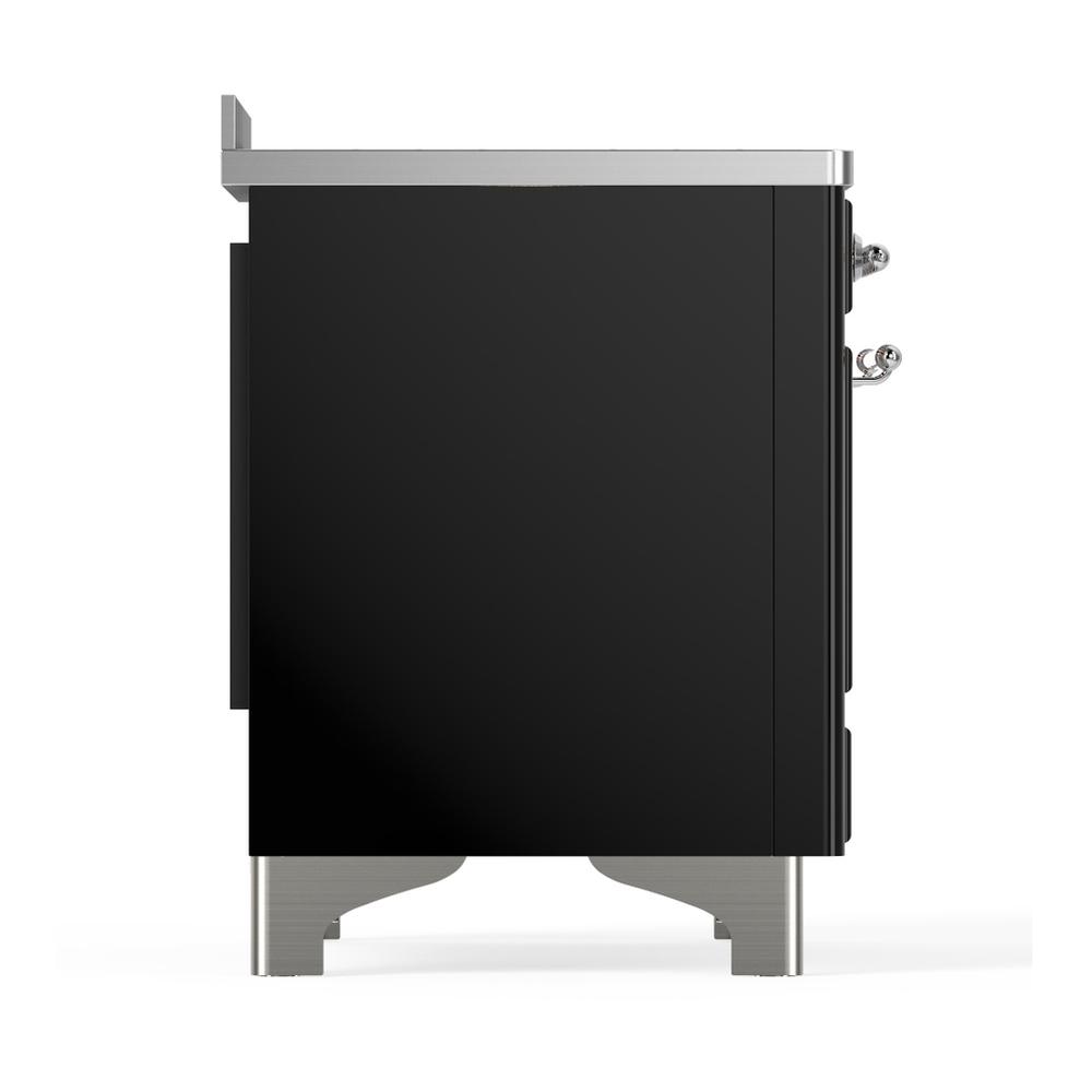 Ilve UMIB48QNR3BKC Ilve Umib48Qnr3Bkc Majestic Iii 48 Inch Induction Range With 6 Elements, 5.02 Cu. Ft. Total Oven Capacity (Solid Door, Glossy Black, Chrome)