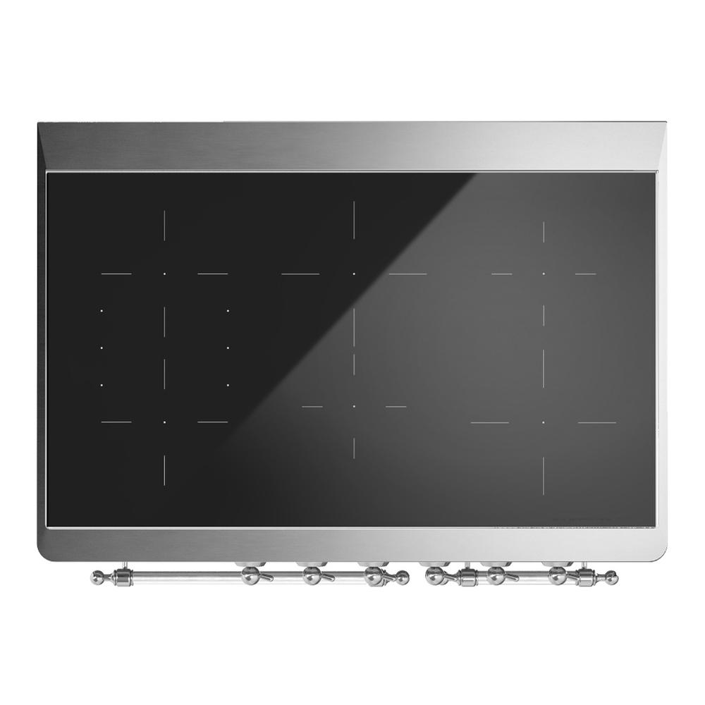 Ilve UMDIB40QNR3MGC Ilve Umdib40Qnr3Mgc Majestic Iii 40 Inch Induction Range With 6 Elements, 3.82 Cu. Ft. Total Oven Capacity (Solid Door, Graphite Matte, Chrome)