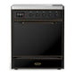 Ilve UMIB30QNR3BKB Ilve Umib30Qnr3Bkb Majestic Iii 30 Inch Induction Range With 4 Elements, 4 Cu. Ft. Oven Capacity (Solid Door, Glossy Black, Burnished)