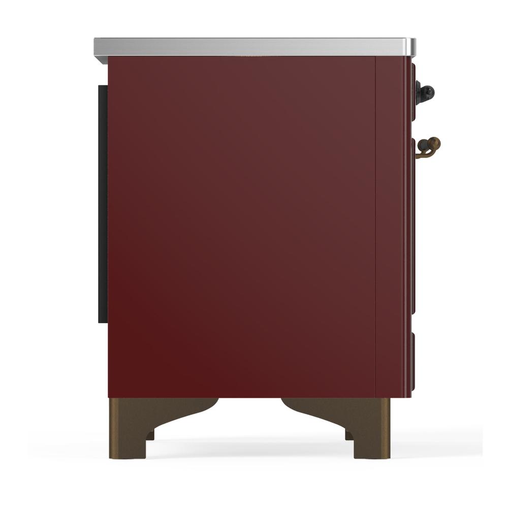 Ilve UMDIB40QNR3BUB Ilve Umdib40Qnr3Bub Majestic Iii 40 Inch Induction Range With 6 Elements, 3.82 Cu. Ft. Total Oven Capacity (Solid Door, Burgundy, Burnished)