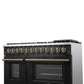 Forno FFSGS615648BLK Galiano 48-Inch Dual Fuel Range Black & Antique Brass Design With 8 Sealed Burners 107,000 Btu, 6.58 Cu. Ft. Double Ovens & Griddle