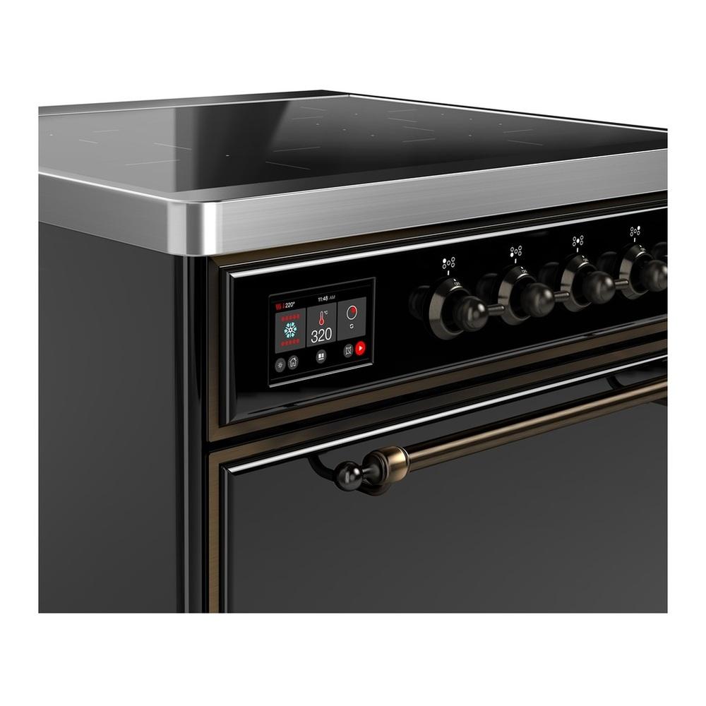 Ilve UMIB30QNR3BKB Ilve Umib30Qnr3Bkb Majestic Iii 30 Inch Induction Range With 4 Elements, 4 Cu. Ft. Oven Capacity (Solid Door, Glossy Black, Burnished)