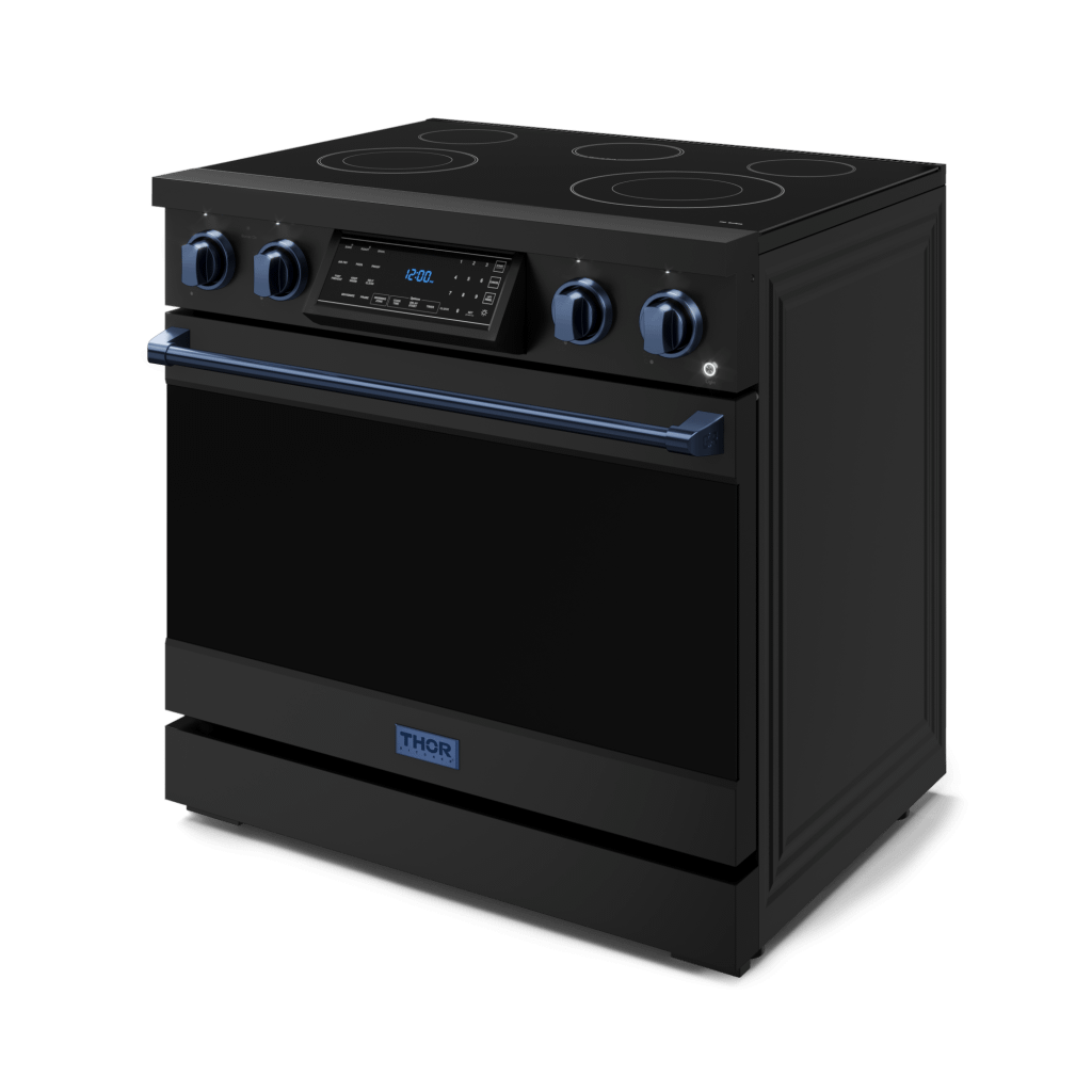 Thor Kitchen RSE36BBLU 36 Inch Professional Electric Range With Tilt Panel Touch Control In Black/Navy Blue Gordon Ramsay Series - Rse36B-Blu