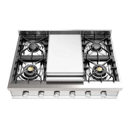 Ilve UHCP36FSS Ilve Uhcp36Fss Professional Plus Ii 36 Inch Built-In Gas Rangetop With Griddle, In Stainless Steel (Natural Gas)
