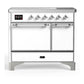 Ilve UMDIB40QNR3WHC Ilve Umdib40Qnr3Whc Majestic Iii 40 Inch Induction Range With 6 Elements, 3.82 Cu. Ft. Total Oven Capacity (Solid Door, White, Chrome)