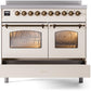 Ilve UPDI406NMPAWB Nostalgie Ii 40 Inch Electric Freestanding Range In Antique White With Bronze Trim