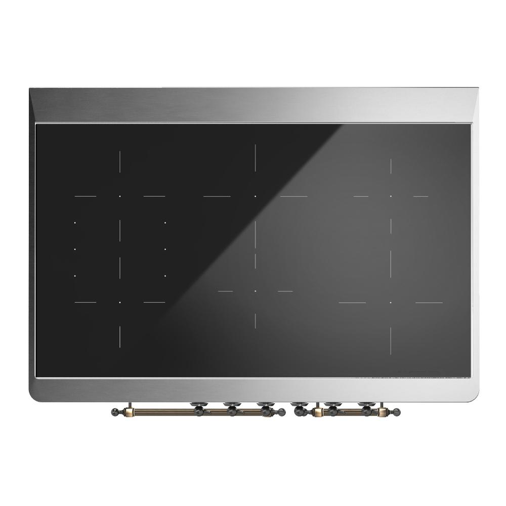 Ilve UMDIB40QNR3AWB Ilve Umdib40Qnr3Awb Majestic Iii 40 Inch Induction Range With 6 Elements, 3.82 Cu. Ft. Total Oven Capacity (Solid Door, Antique White, Burnished)