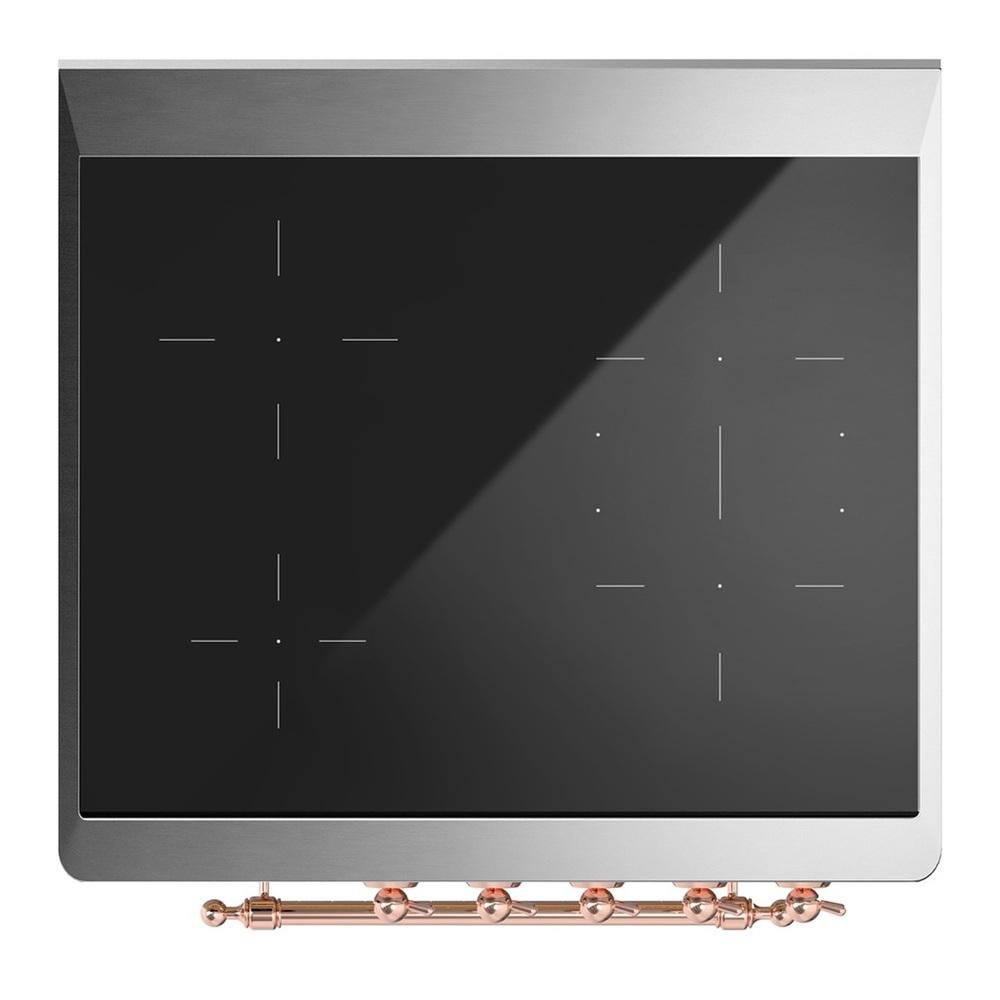 Ilve UMIB30QNR3BGP Ilve Umib30Qnr3Bgp Majestic Iii 30 Inch Induction Range With 4 Elements, 4 Cu. Ft. Oven Capacity (Solid Door, Blue Grey, Copper)